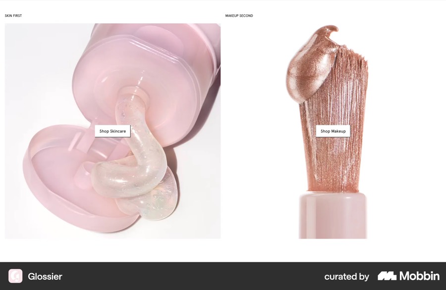 Glossier macro product texture tiles on soft pink